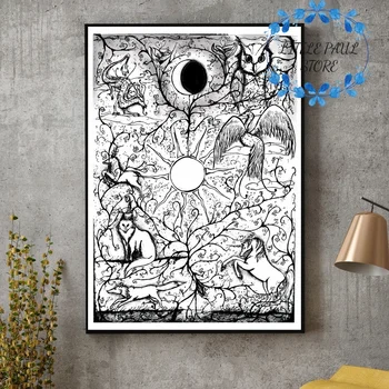 

Abstract Fantasy Animals Woods Black White Art Canvas Poster Wall Picture for Room No Frame