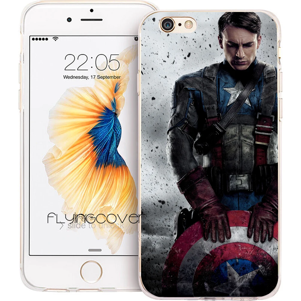 

Coque Captain America Shield Clear Soft TPU Silicone Phone Cover for iPhone 7 7Plus Case for iPhone 5S 5 SE 6 6S 6Plus 4S 4 Case