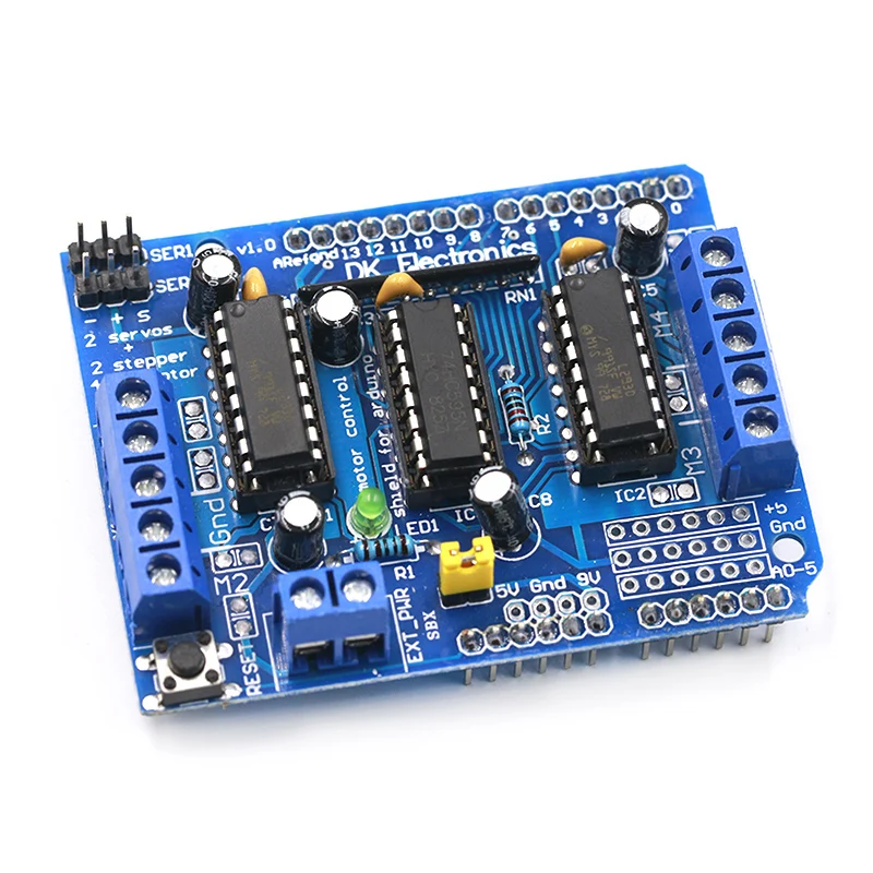 1 шт. L293D моторный привод щит двойной для arduino Duemilanove, плата расширения привода двигателя Щит управления двигателем