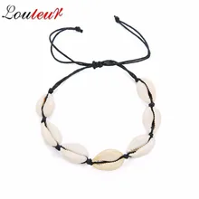LOULEUR Boho Woven Natürliche Muscheln Armband Für Frauen Hawaiian Stil Casual Handgemachte Seil Schwarz Weiß Armbänder