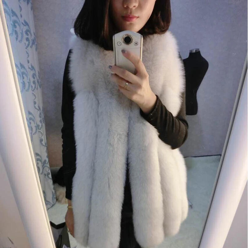 

Fox fur Coat Real Rushed Long Single Breasted O-neck Button Solid Slim Fox Fur 2018 Winter Fox Fur Coat Full Free Shipping