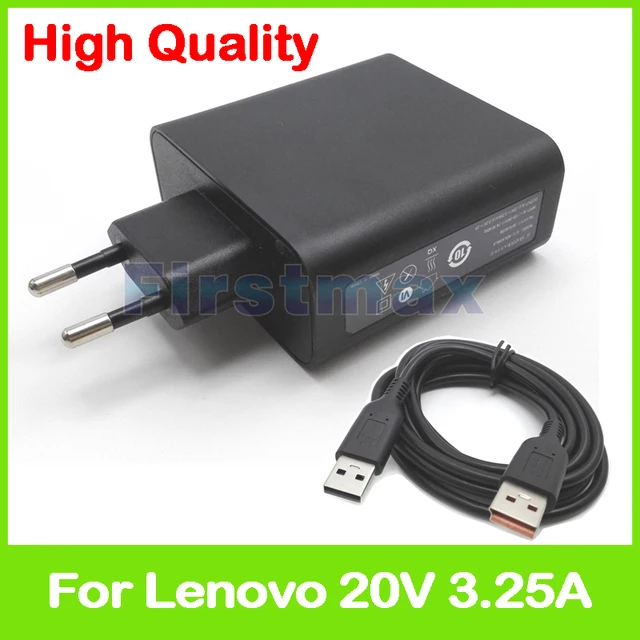 Special Offers 20V 3.25A 5.2V 2A USB AC Power Adapter for Lenovo IdeaPad 700S-14ISK tablet pc charger ADL65WDB 5A10G68668 5A10G68669 EU Plug