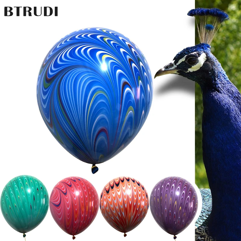 

BTRUDI 1 pcs peacock pattern agate ball 18-inch big balloon Wedding &Photo props birthday decoration supplies Children's toy