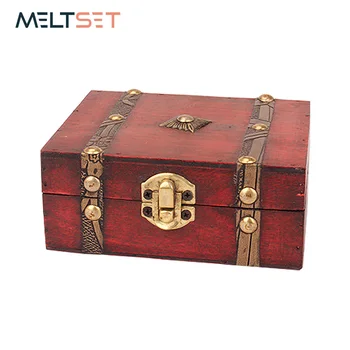 

Wooden Vintage Metal Lock Box Handmade Trinket Jewelry Storage Box Treasure Case Desktop Storage Organizer Gift Holder