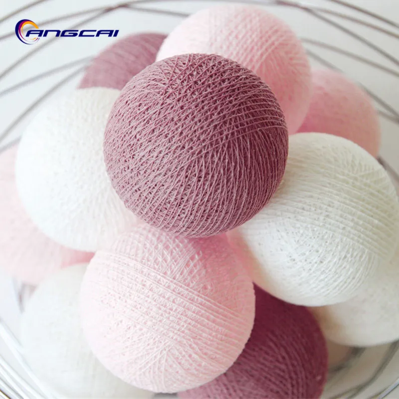 

New color sweet Rosy cotton ball string lights fairy party wedding home garden garland decor,AA battery/USB/Plug in powered