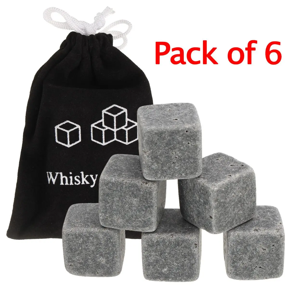 6Pcs/Set Whisky Ice Stones Drinks Cooler Cubes Whiskey Beer Rocks