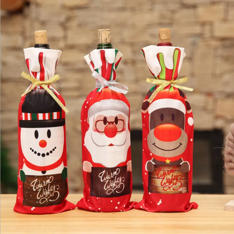 Рождественские украшения для дома Санта Клаус крышка бутылки вина снеговик чулок держатели для подарков Рождество Navidad декор год