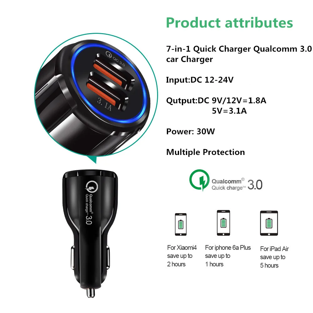 XEDAIN-3-1A-Car-Micro-USB-Charger-Quick-Charge-3-0-Mobile-Phone-Charger-2-Port
