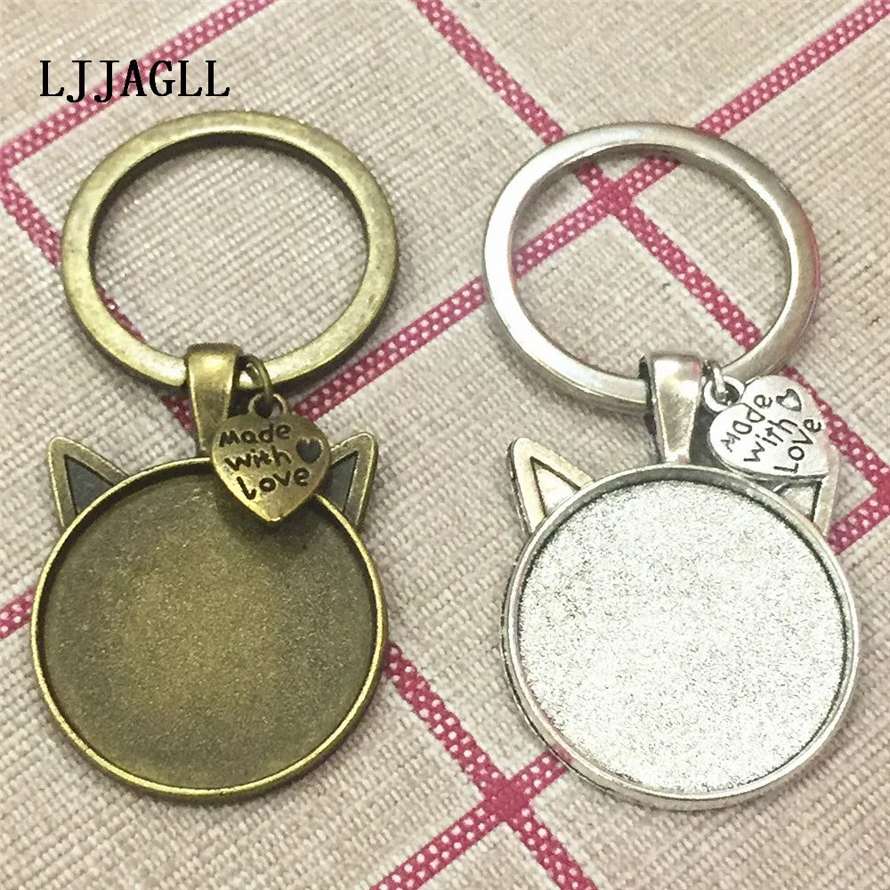 LJJAGLL 2 шт. серебряные кошачьи ушки пустые основа подходит для 25 мм кабошон Папа