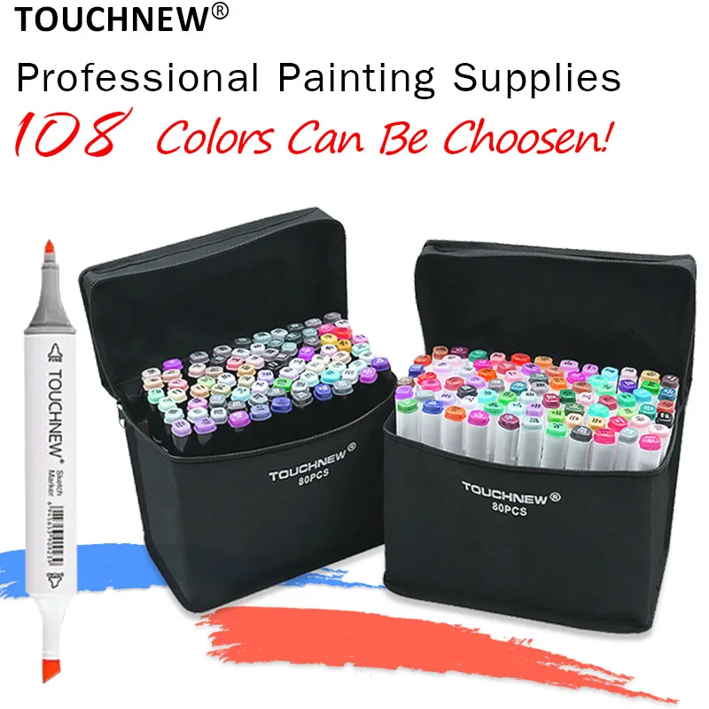 

TOUCHNEW 108 Colors Art Markers Pen For Sketching Alcohol Based Markers Dual Head Manga Drawing Pens Art Supplies