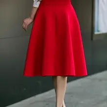 Миди черная юбка Высокая талия черный-пачка Элегантные линии середины икры плюс 6XL Размеры короткая юбка falda