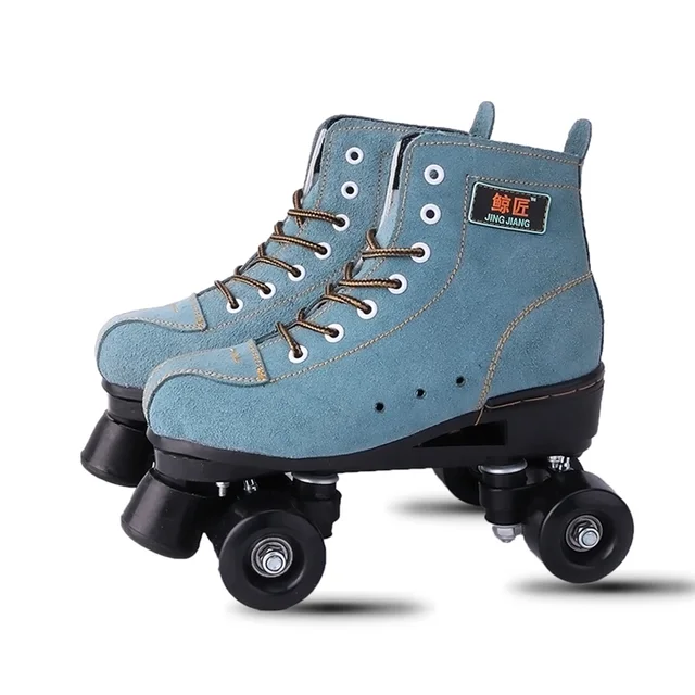 US $32.26 Japy Artificial Leather Roller Skates Green Double Line Skates Men Adult Two Line Skating Shoes Pat