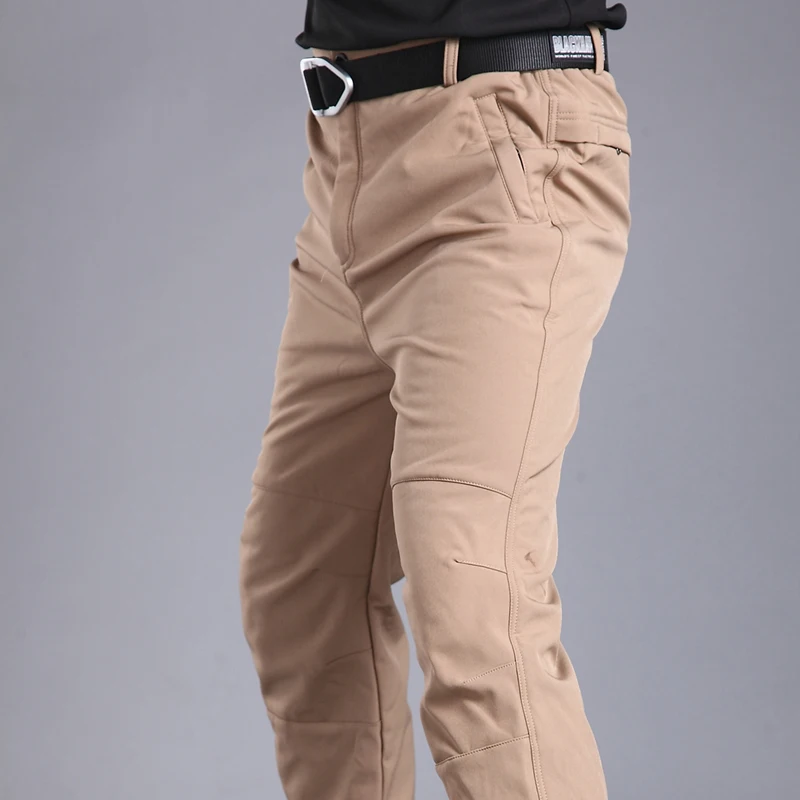  Fleece Tactical Pants Mens Think Military Pants Army Soft Shell Waterproof Trousers Thermal Pants W