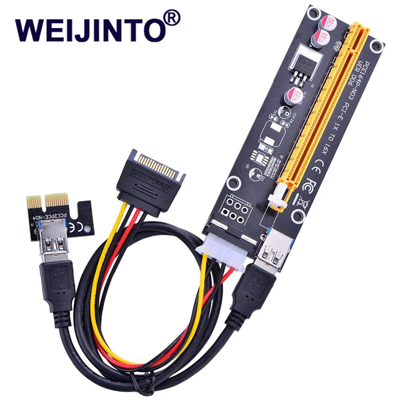 8 шт. 60 см PCI Express 1X к 16X E переходная карта USB 3 0 4Pin IDE Удлинительный кабель Molex