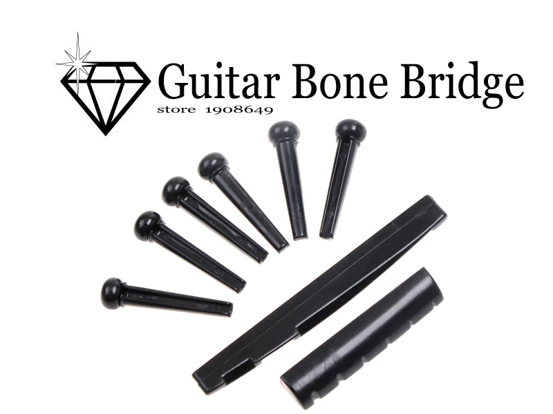 A Set of Folk Guitar Bone Bridge Pins Saddle Nut 2 Colors for Choose