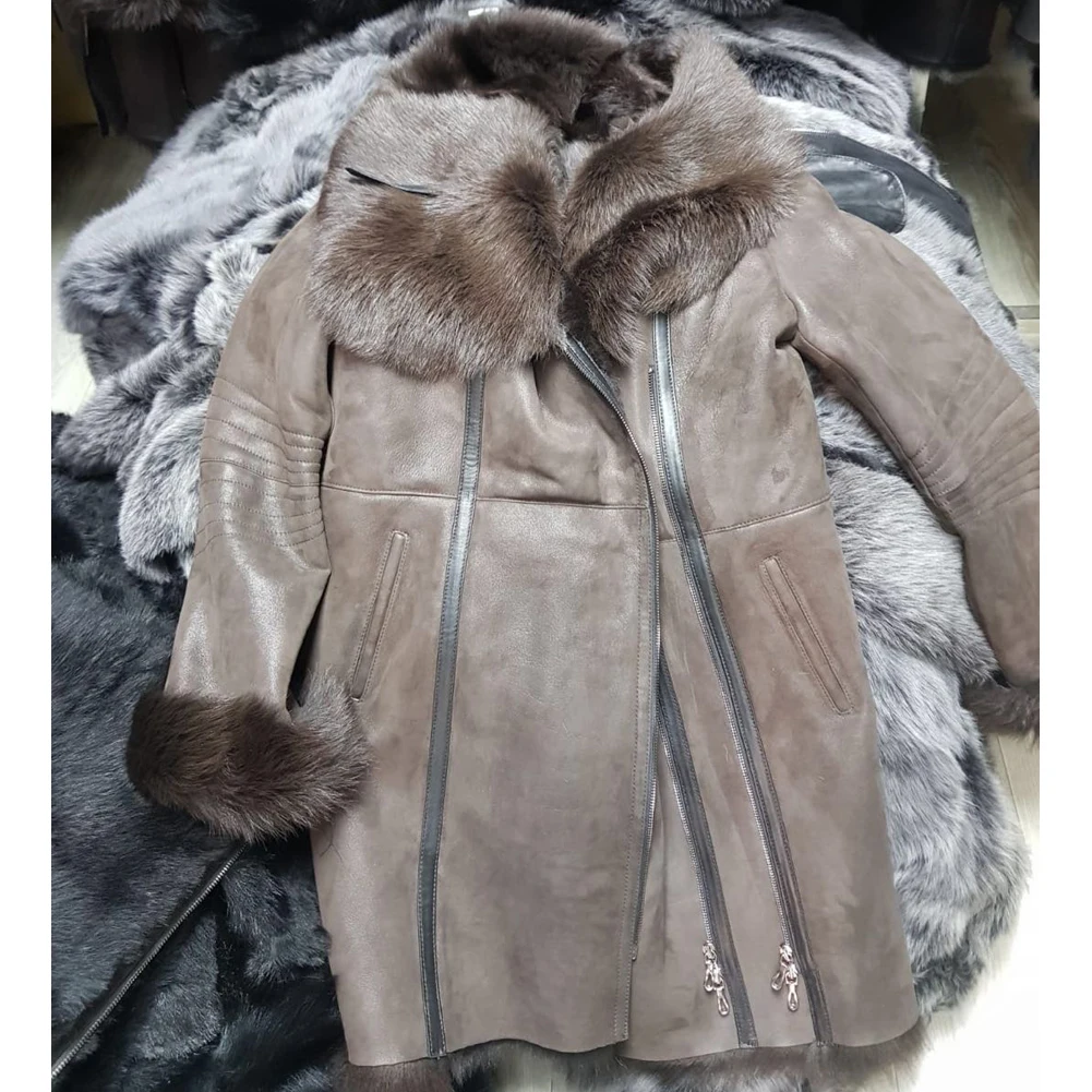 Женская куртка из турецкой овчины Тоскана Женская длинная шуба женская зимняя теплая куртка