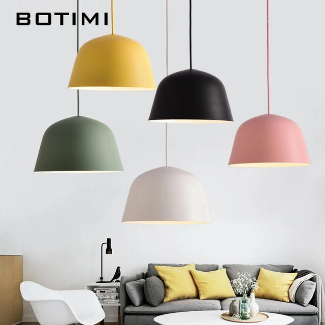 BOTIMI Bunte Macaron Pendelleuchten F r Esszimmer Runden Eisen E27 K che Lampe Metall F HRTE