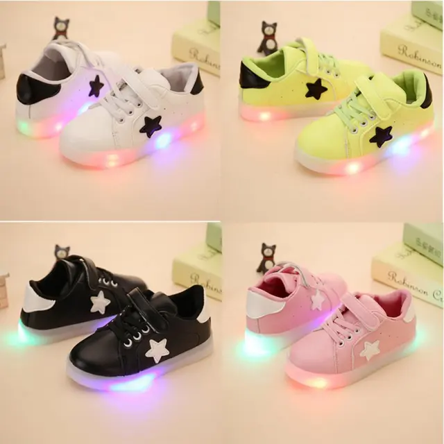 New Kids LED Sneakers Spring Children Colorful Flashing Led Light Girls