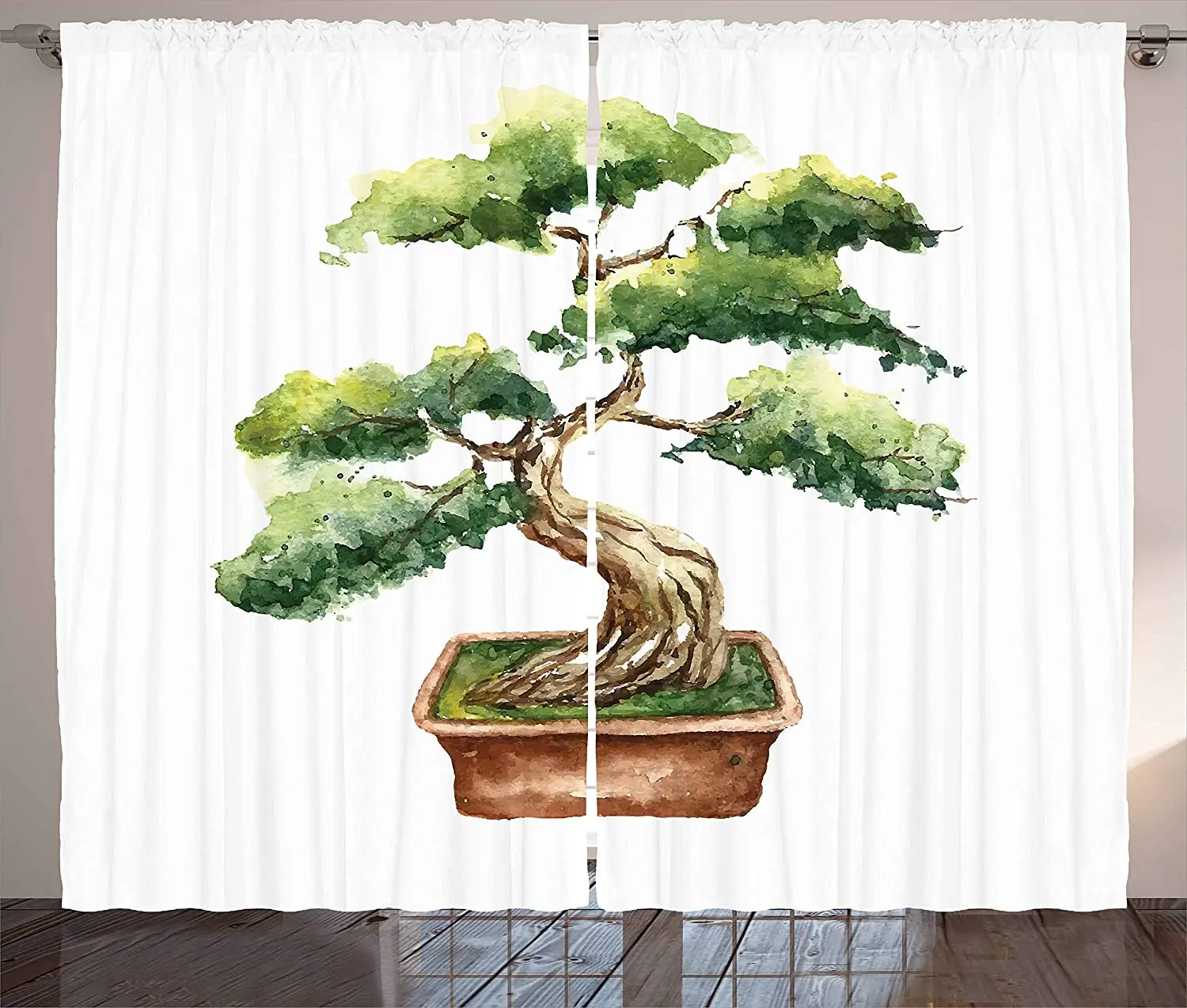 Zen Garden шторы акварельный стиль бонсай рисованное японское дерево Восточная