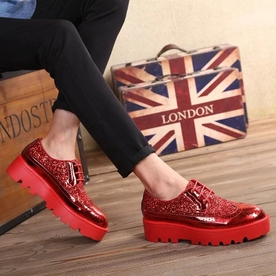 

Men's shoes in the thick bottom increase Korean version of the trend of breathable Bullock carved shoes tide Japanese casual sho
