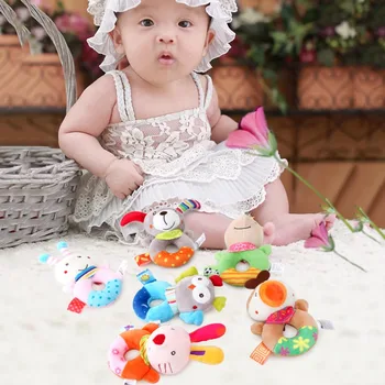 

New Baby Plush Appease Doll Toy Sounding Rattle Cartoon Animal Plush Infant Toys