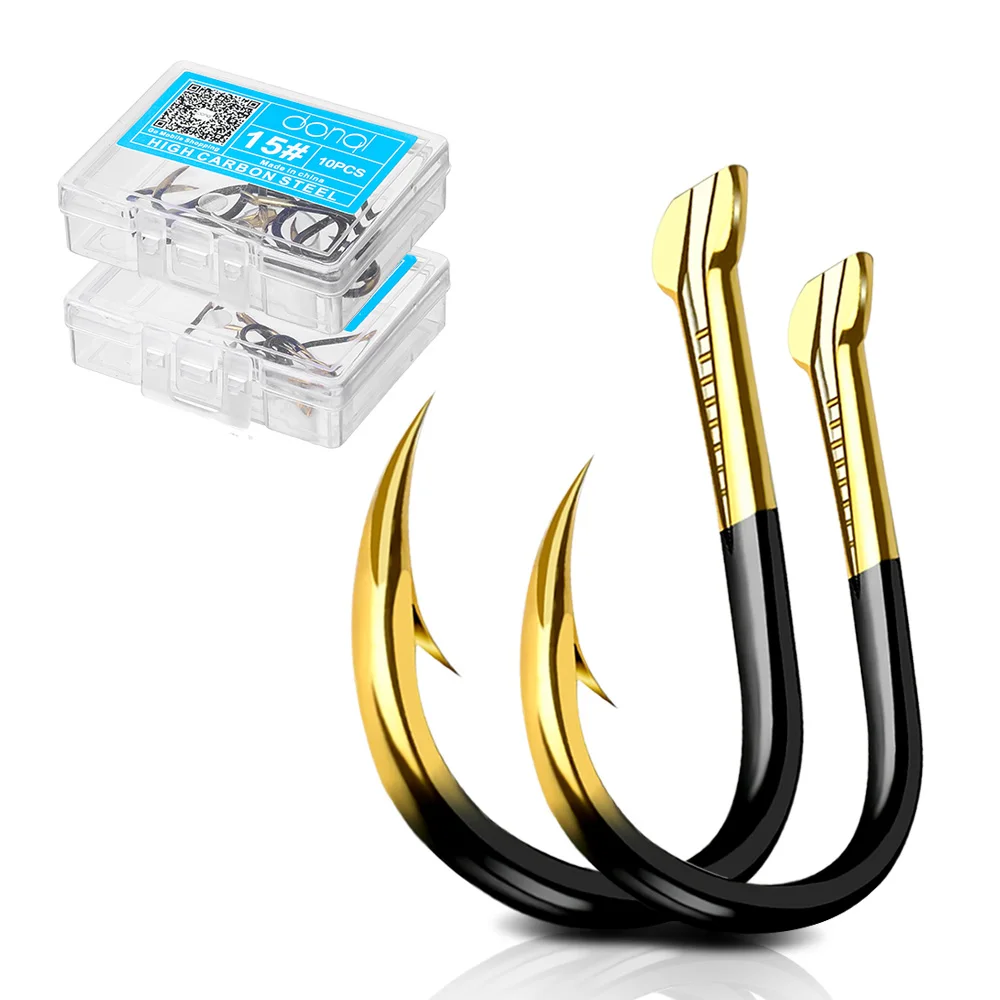 

DONQL 10pcs/ Set Barbed Fishing Hooks Single Circle Fishhook 1#-15# Tungsten Steel Jig Carp Fishing Accessories Tackle