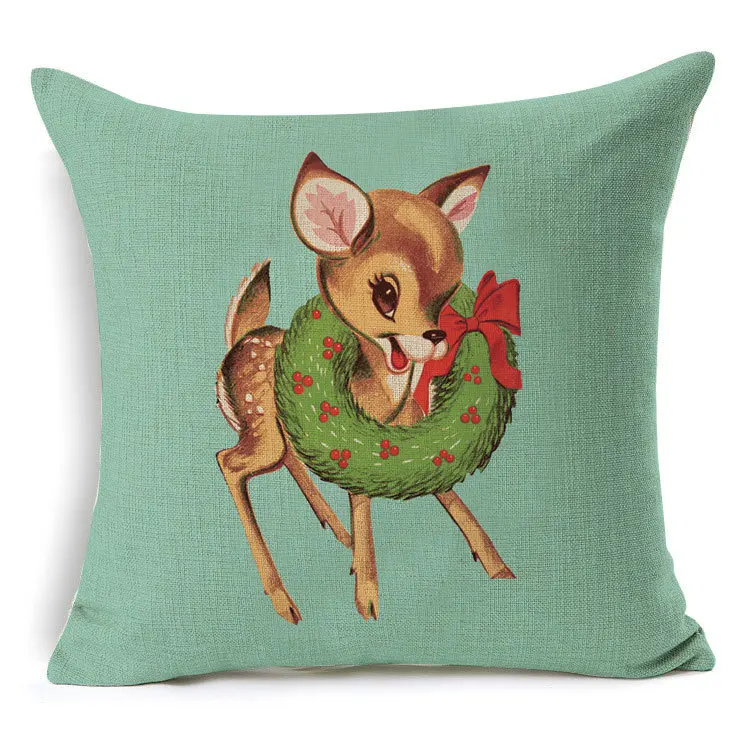 1Pcs 43*43cm Christmas Deer Gifts Pattern Cotton Linen Throw Pillow Cushion Cover Car Home Sofa Decorative Pillowcase 40483 - Цвет: H