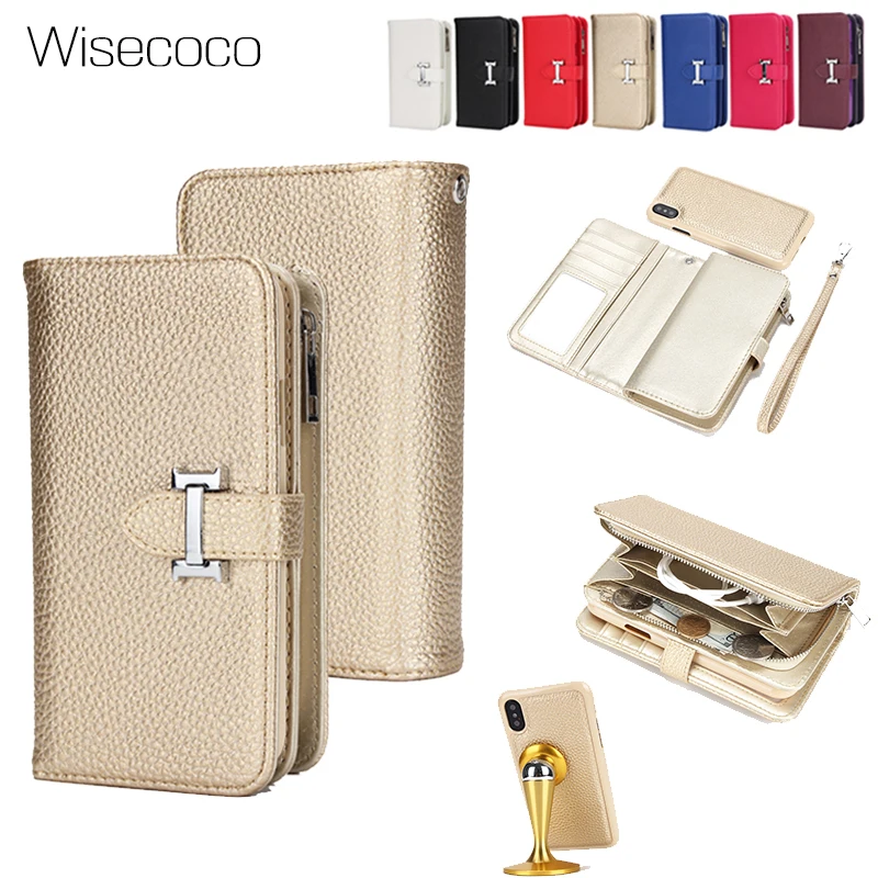 

Removable Purse Case For iPhone X 10 6 6s 7 8 Plus 360 Full Body Cover Leather Wallet Card Phone Bag Cases for iphone6plus mujer
