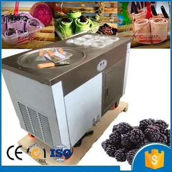 

Single round pan with 6 topping tanks fried ice cream roll machine fry ice cream machine