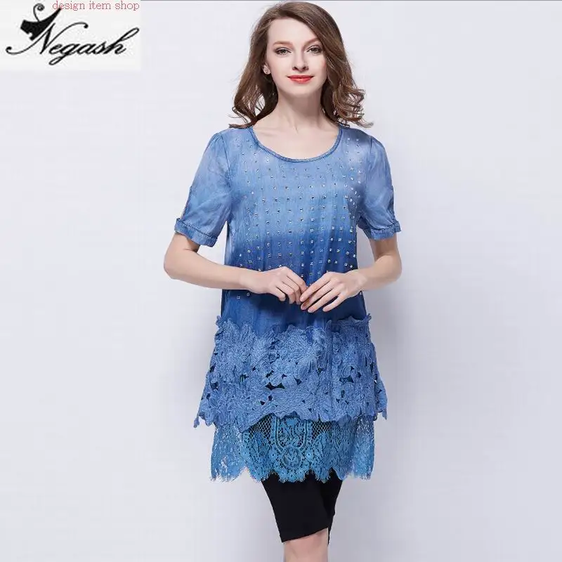 6XL Плюс размер Женщины Одеваются Джинсы С Коротким Рукавом Случайные Свободные