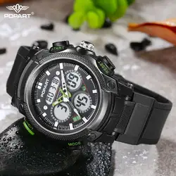 Попарт светодиодный цифровые часы Для мужчин спортивные часы Секундомер 50 м Водонепроницаемый модные Кварцевые наручные часы Часы Montre Homme