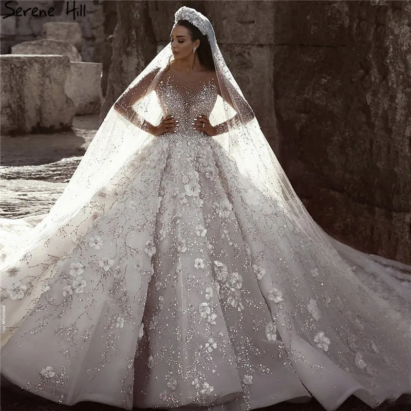 Extreme Luxury Ivory Long Sleeves Wedding Dresses 2019 High end