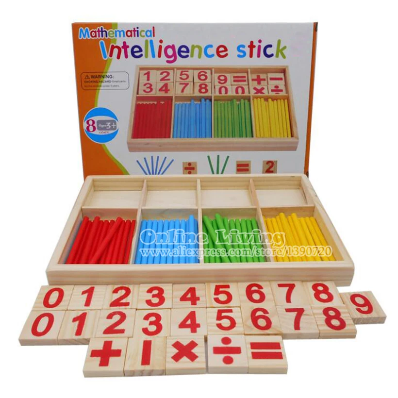79Pcs Counting Sticks+Number Card Math Manipulatives Wooden Kids Educational Toy 