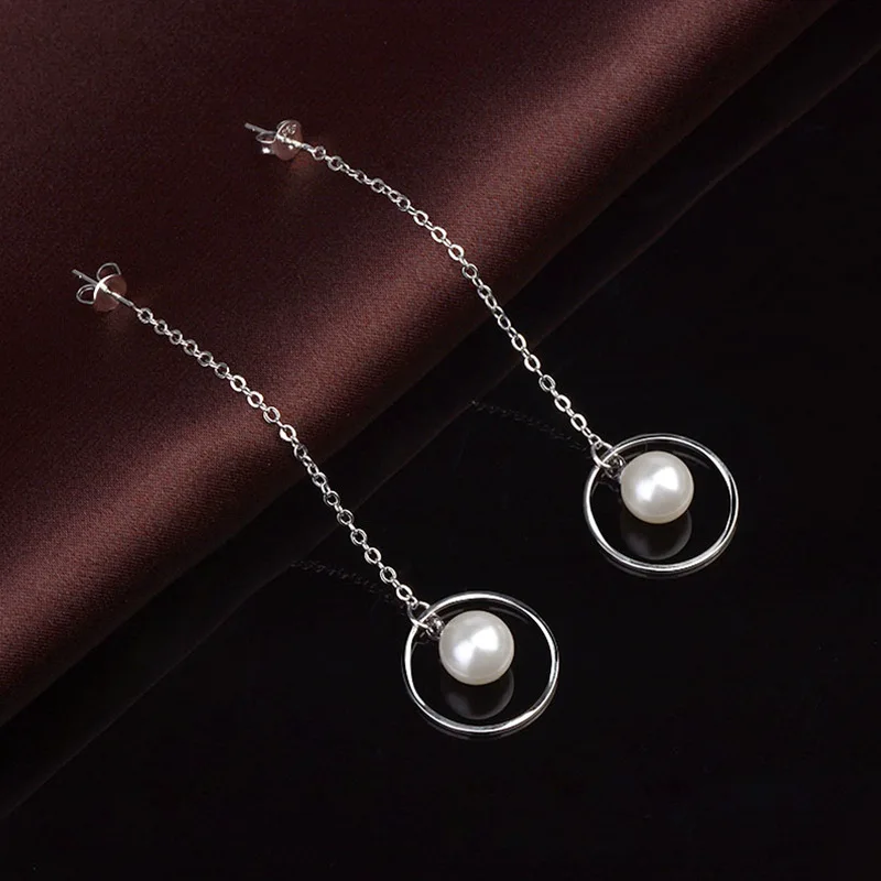 

Simple Imitation Pearl Earrings Korean Fashion Long Dangle Geometric Earrings Jewelry Gift Romantic Ornaments boucle d'oreille