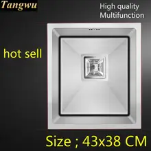 Квартира Стандартный мыть овощи Кухня ручная раковина одинарная мойка 304 нержавеющая сталь общий маленький 43x38 см