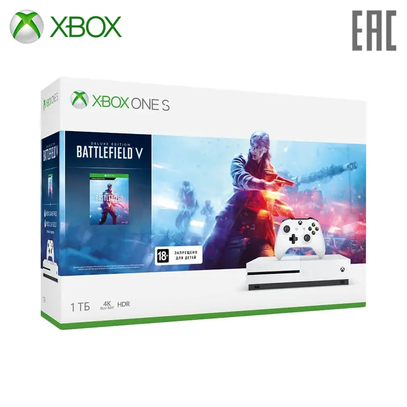 

Видеоприставка Microsoft Xbox One S 234-00689 + Battlefield V