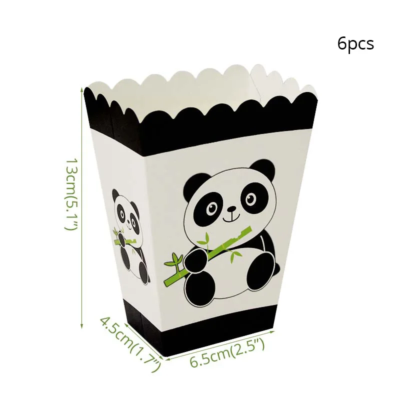 

6pcs Panda Glass Popcorn box Party Decorations Supplies easter wedding Paper cups decor baby shower for home Activity goods