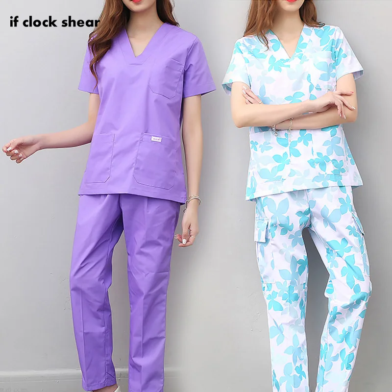

Short Sleeve Women nursing uniform Work Top Pants Scrub Sets Hospital Doctor Nurse Surgical Suit Dentist Clinic Medical Uniforms