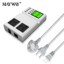 Быстрая Зарядка USB Зарядное устройство Путешествия Адаптер Переключатель Полосы СВЕТОДИОДНЫЙ Дисплей экран с 8 USB Разъем Порта Для США ВЕЛИКОБРИТАНИИ ЕС Разъем розетки