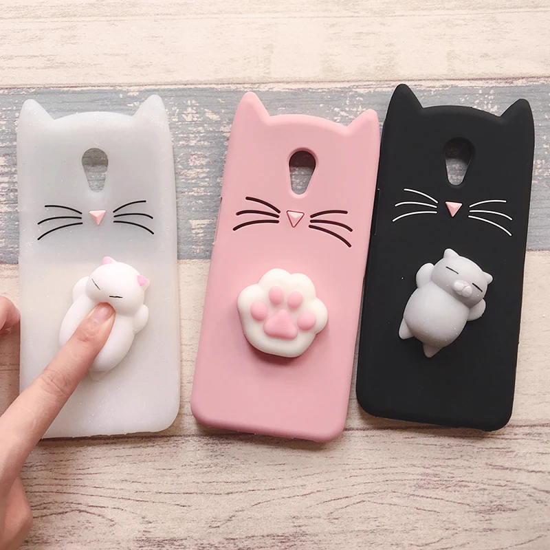 3D Cute Japan Glitter Beard Cat Cases For Meizu S6 M6S M5 M3 M6 Note M5S A5 MX6 MX5 Pro 7 Plus Squishy Soft Cat Cover Phone Bags