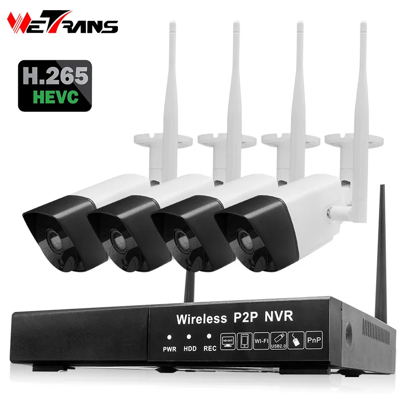 

Wetrans Camera Security System 2018 New Home Surveillance Wireless 1080P H.265 NVR WIFI Kit CCTV 4CH IP Camera Set Waterproof