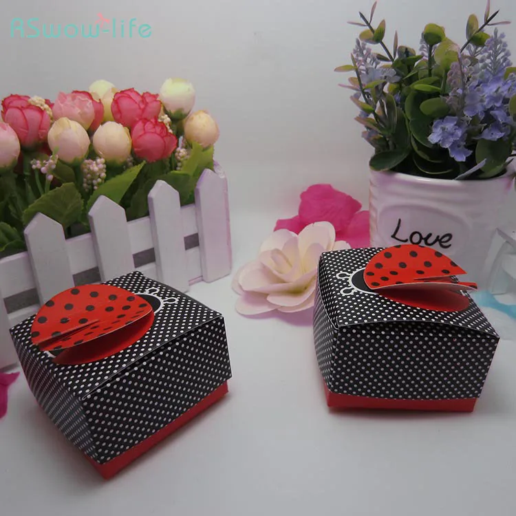 

Creative Ladybug Candy Box Packaging Carton Wedding Gift Box For Wedding Holiday Birthday Party Candy Biscuit Chocolate Wrap