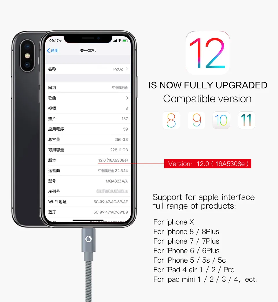 PZOZ для iphone зарядное устройство usb кабель 2.4A Быстрая зарядка мобильного телефона Зарядка для ipad iphone кабель X Xr Xs max Plus 8 7 6s 5 SE шнур