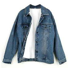 Новинка, зимняя куртка с дырками, толстая, съемная, из овечьей шерсти, джинсовая куртка для женщин, Свободное пальто, сзади, с цветочной вышивкой, теплая, бархатная, Джинсовая Верхняя одежда