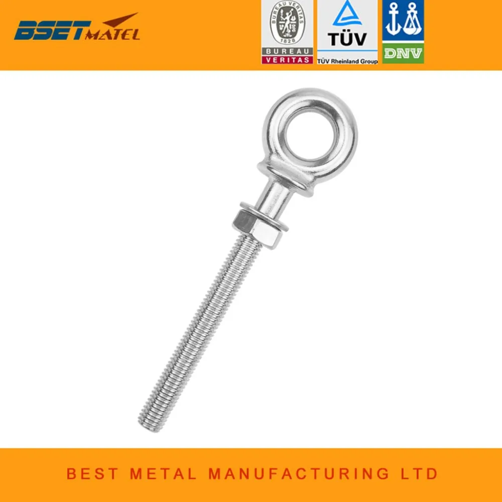 

BSET MATEL M10*100mm Marine Grade 316 stainless steel longer Lifting Eye Bolts lift bolt Screws Ring Loop Hole for Cable Rope
