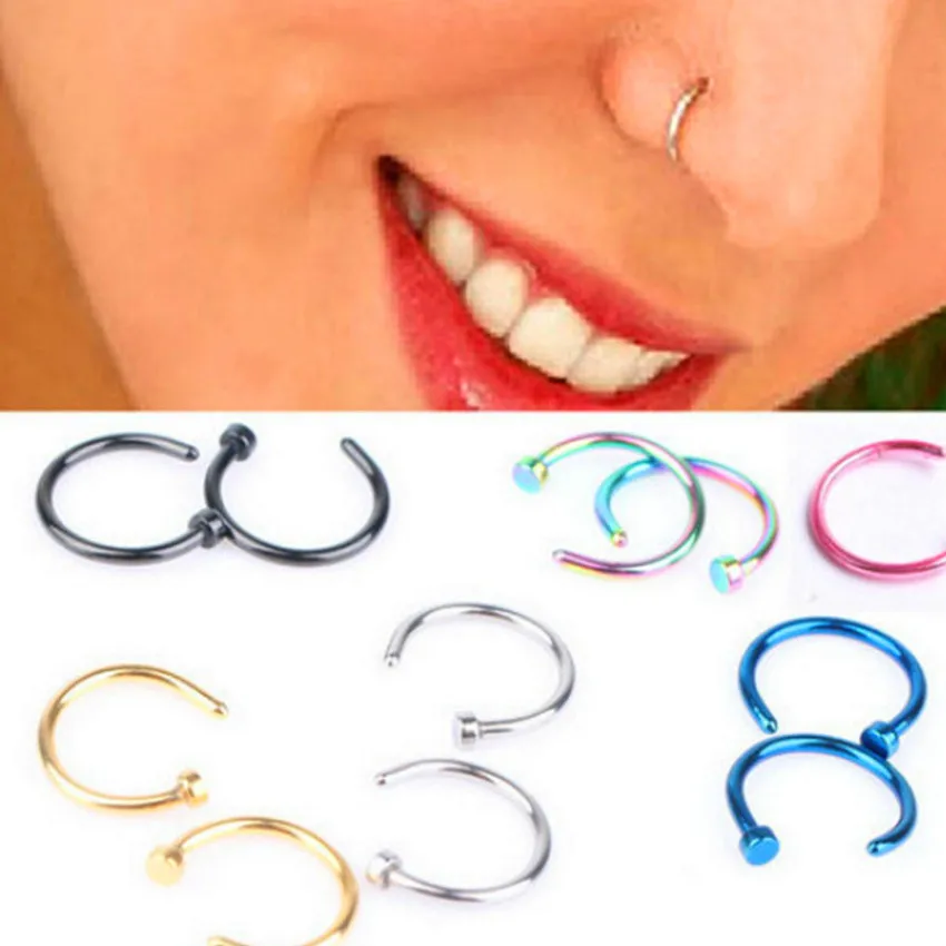 

2019 New Fashion Fashion Fake Septum Medical Titanium Nose Ring Piercing Silver Gold Body Clip Hoop For Women Girls kawaii