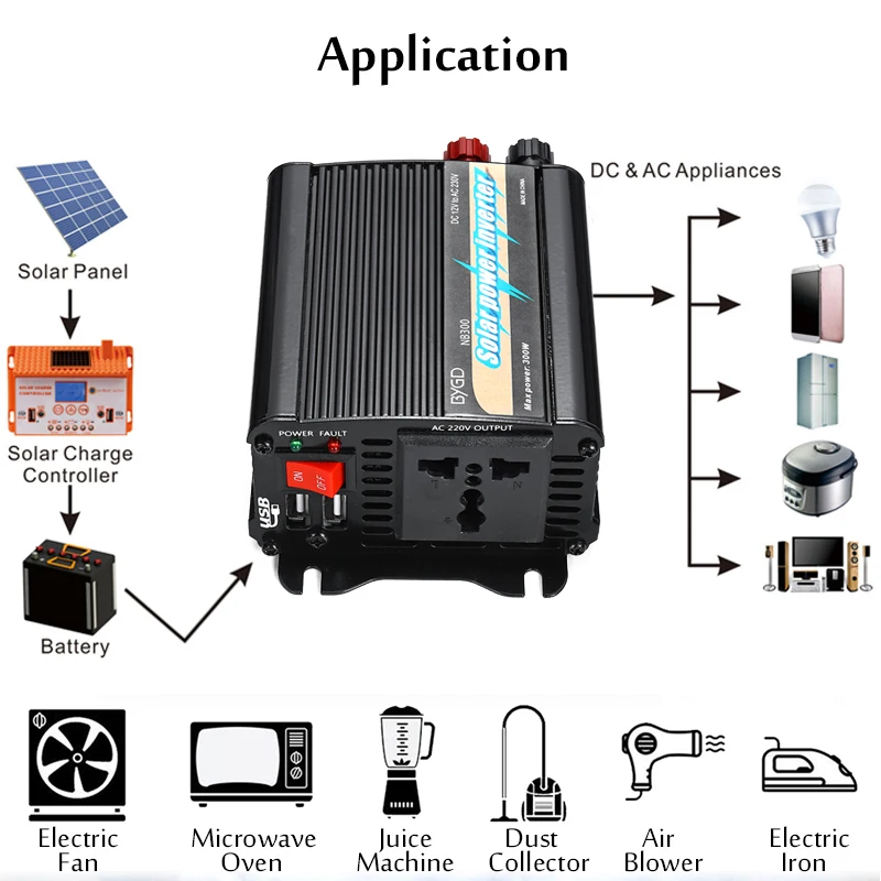 300W Макс солнечной Мощность инвертор 12 V дo AC 220 вольт цифровой Дисплей модифицированный синусоидный инвентор с Автомобильное зарядное устройство конвертер трансформатор