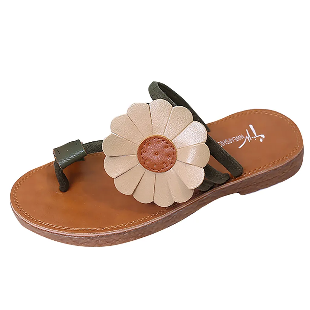 Army Green SAGACE/новые модные домашние тапочки; женская летняя обувь с круглым носком и цветочным узором; повседневные сандалии; Тапочки - Цвет: Army Green