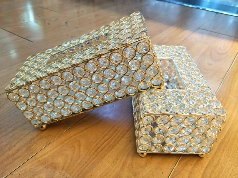 

European Style Metal Crystal Tissue Box Removable Tissue Tissue Napkin Holder Kitchen Living Room Dining Room Decoration