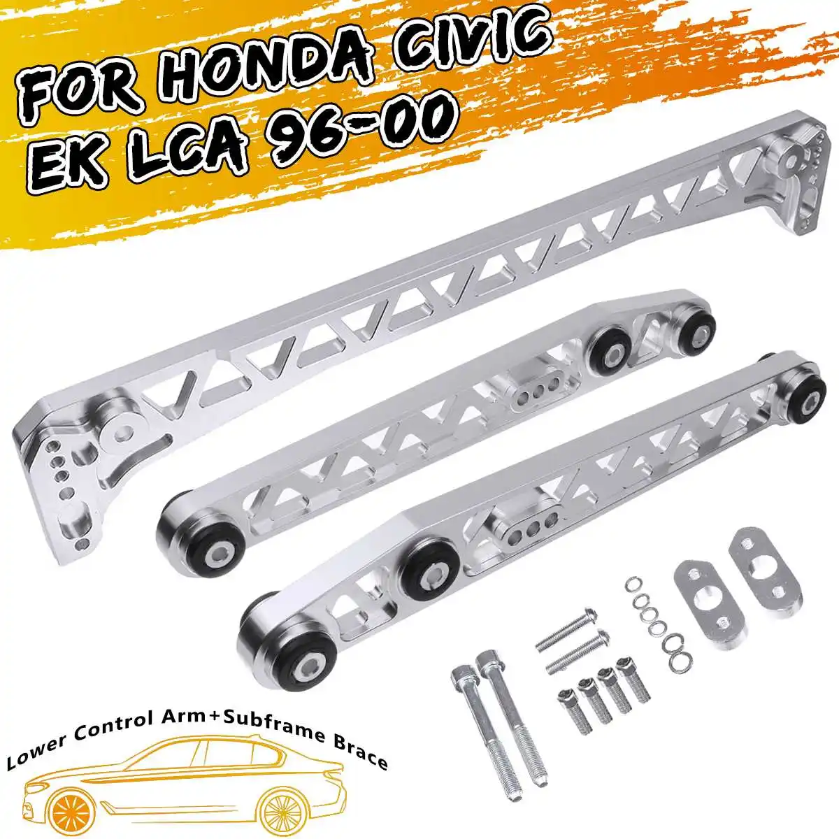 

NEW 1Set Neochrome Rear Subframe Brace+Tie Bar+Lower Control Arm Fit For Honda for Civic EK LCA 1996-2000